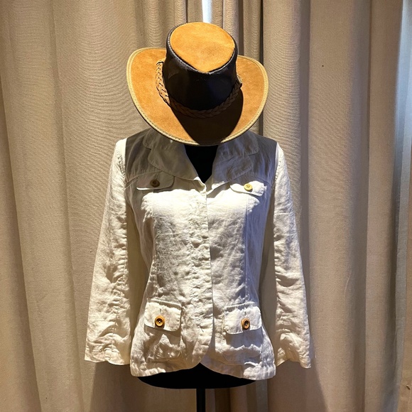 Merona White Linen Blazer Jacket Women’s Small - Picture 1 of 16